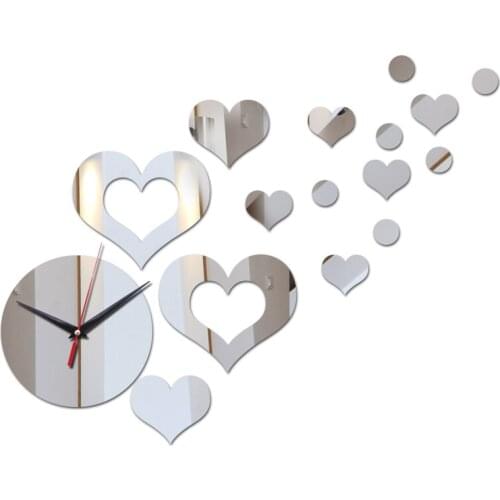 New geometric living room mirror home diy clock wall 3d clocks quartz needle stickers acrylic Multi-piece set