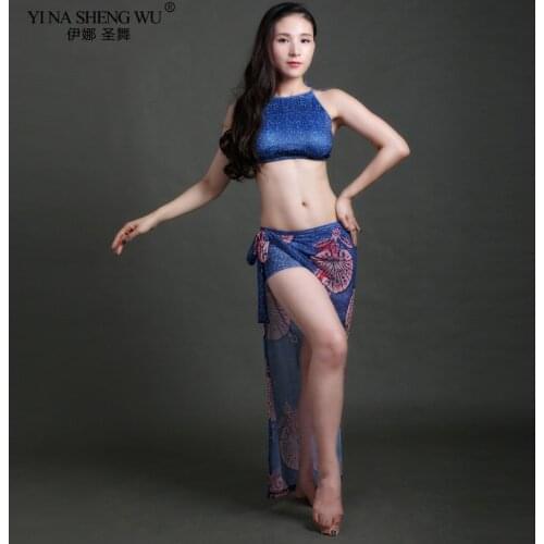 Belly Dance Clothing Ice Silk With Chest Pad Shorts Top+Skirt 2 pcs Belly Dance Set for Girls Belly Dance Practice Costume Suits