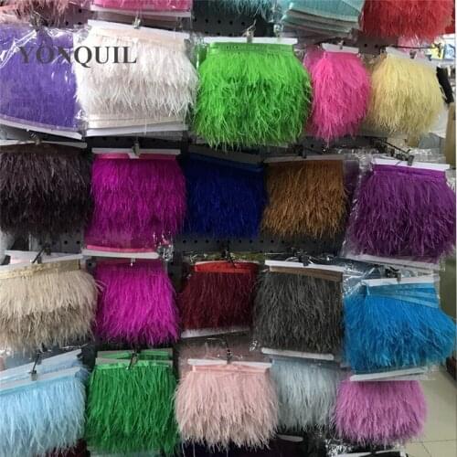 10 Meters/lot High quality ostrich feather trim cloth sideband 5-10CM for dresses apparel party hats hair accessories SYFE09