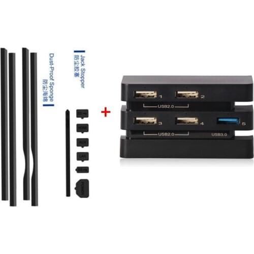 DIY Dust-Proof Kit Dust Prevent Cover Jack Stopper+Extend USB Adapter 5-in-1 HUB For PlayStation 4 Pro PS4 Pro Gaming Console