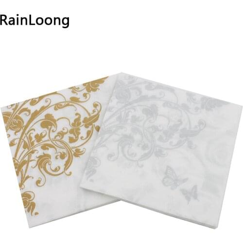 [RainLoong] Beverage Paper Napkins Flower Event & Party Tissue Napkins Decoration Serviettes 33cm*33cm 1 pack (20pcs/pack)