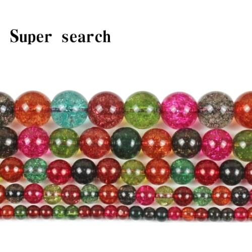 Tourmaline Crystal Beads Popcorn Crystal Colorful 4~12mm Round Loose Beads For Jewelry Bracelet Making DIY Necklace woman