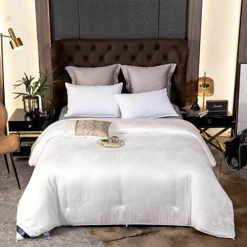 Luxury Allergy-Free Comforter Filled with Mulberry Silk for All Season Ultra Soft Breathable Silky Thin Thick Quilt Full size