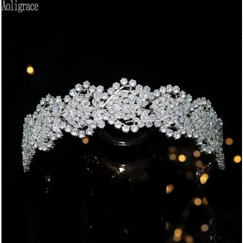 Luxurious Crowns Cubic Zirconia SilverHandband for Women Pageant Quinceanera Bridal Headpiece Women Hair Accessories