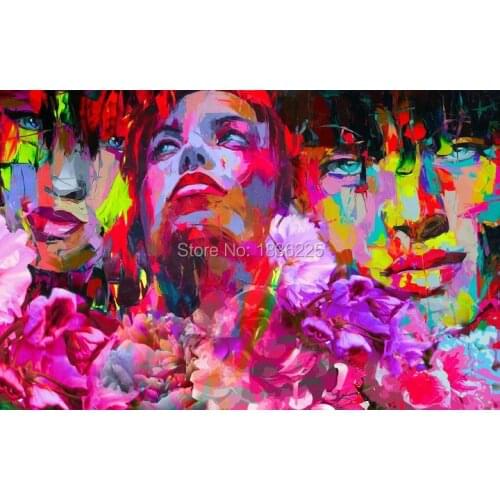 Hand-painted modern colorful abstract three woman face oil painting on canvas wall art for hotel home decoration high quality