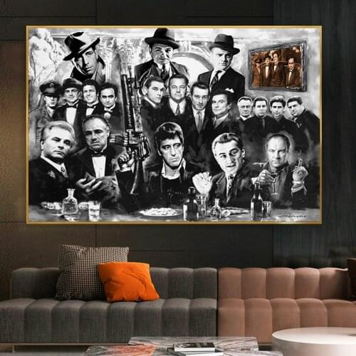 Tony Montana Scar faces Godfather Oil Painting on Canvas Posters and Prints Scandinavian Wall Art Picture for living room