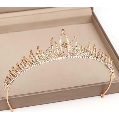 Gorgeous Gold Color Silver Crystal Bridal Tiara Crown Bride Rhinestone Headbands Women Prom Hair Ornaments Hair Accessories ML