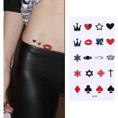 Waterproof Tatto Stickers Temporary Tattoo Sticker Body Crown Lip Heart Note Henna Flash Tatoo Fake Tattoos For Women Men