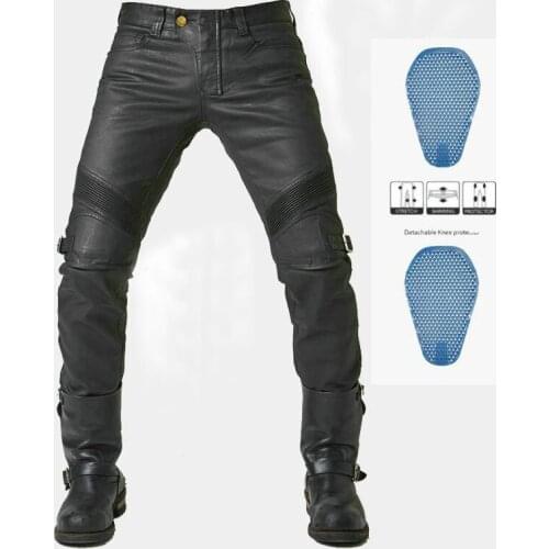 High-quality motorcycle jeans men and women coated leather pants retro locomotive riding pants racing pants protective gear