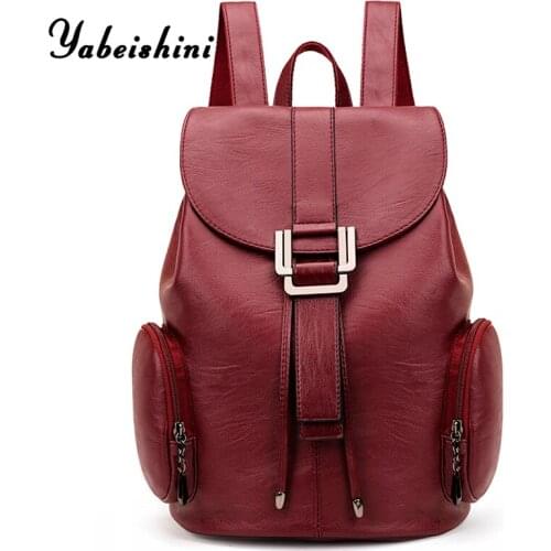 High quality Leather Backpack for women Shoulder bag sac a dos Bag school bag for teenage girls Mochila Feminina travel backpack