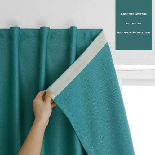 Punch Free Velcro Blackout Window Curtains Anti UV Light Easy Install Self-Adhesive Shading Drape for Living Room Bedroom TJ3683