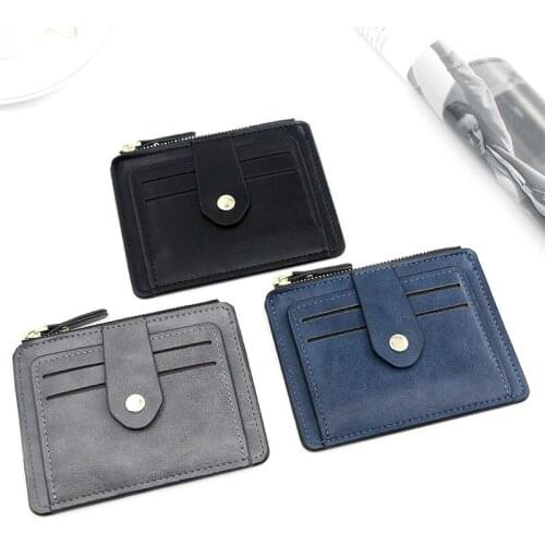 Ladies Hasp Bank Package Zipper Coin Bag Leather Men Wallets Women Credit Pocket Change Walet Female Purse ID Card Holder
