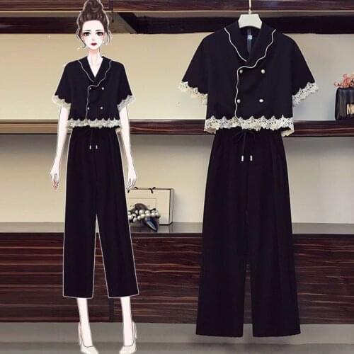 Womens Sets 2021 Womens New Style, Western Style, Thin, Fashionable Wide-leg Pants, Two-piece Suit, Two-piece Suit
