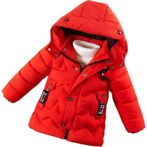 Winter Polyester Jacket For Boy New 2021 Korean Version Outerwear Thicken Fashion Coat Hooded Casual Slim Childrens Clothing