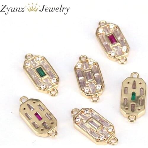 10PCS, CZ Micro Pave Connector Beads, Charm Beads for Bracelet Necklace, CZ Pave Spacer