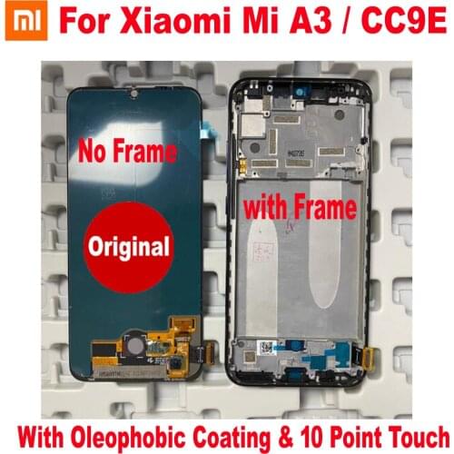 100% Original Best AMOLED For Xiaomi Mi A3 MiA3 CC9E M1906F9 LCD Display Touch Screen Digitizer Assembly Sensor Pantalla + Frame