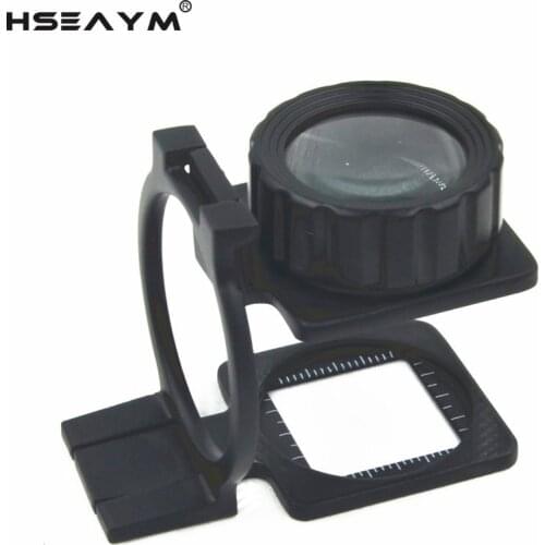 15X Zinc Alloy Ruler Folding Scale Magnifier Cloth Magnifier Double Glass Lens Textile Cloth Magnifying Glass Loupe