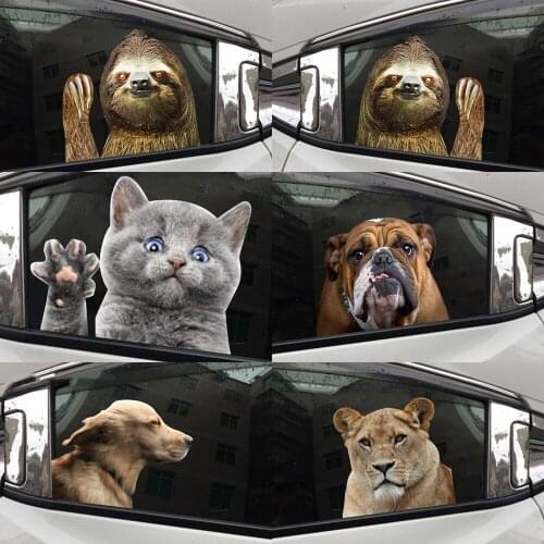 Pair of 3D Sloth Car Side Window Stickers PVC Vinyl Glass Decals Funny Cartoon Graphic Decoration Film Foils Sheet