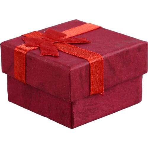 24 Pcs Ring Earring Jewelry Display Gift Box Bowknot Square Case red