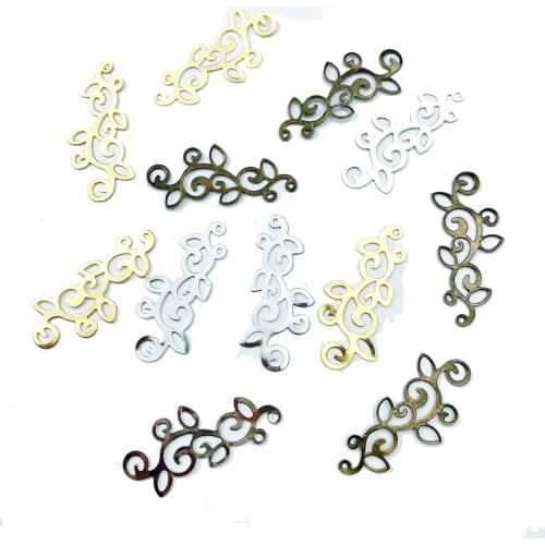 30pcs Gold Silver Metal Crafts Connectors Flower Filigree Wraps For DIY Scrapbook Jewelry Making Home Decor 30pcs 39x15.5mm