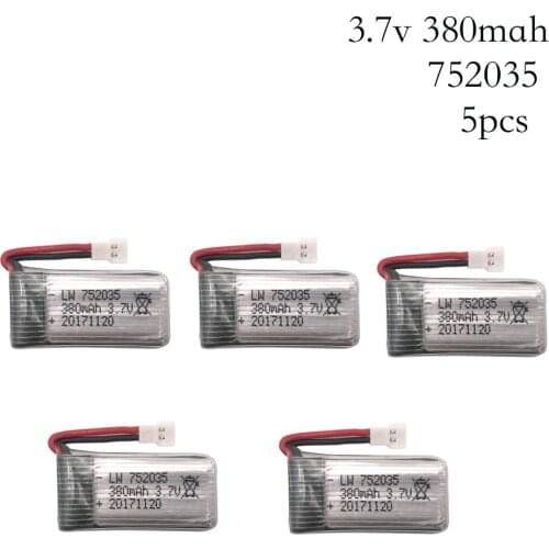 5pcs/lot 3.7V 380mAh 25C Lipo Battery Spare Replacement for For Hubsan X4 H107 H107L H107D JD385 JD388 RC Aircraft Multi-Rotors