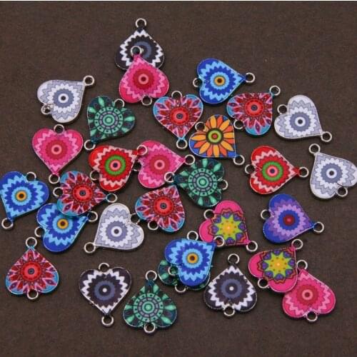 6PCS seven color heart-shaped connector necklace bracelet charm jewelry making love bracelet accessories DIY craft wholesale