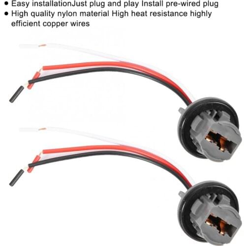 Adapters Sockets 2pcs T20 Plug 7443 Car Light Bulb Holder Plug Adapter LED Brake Light Connector car socket Holders Wire