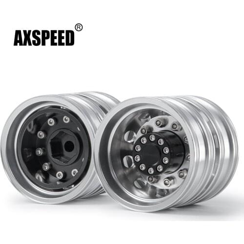 AXSPEED 10 Spokes Aluminum Alloy Rear Wheel Hub Rims for Tamiya 1:14 RC Trailer Tractor Truck Car Upgrade Parts