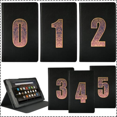 Tablet Case for Amazon Fire HD 8 (6/7/8th Gen)/Fire 7 (5/7/9th)/HD 10 (5/7/9th) Anti-fall Number Leather Stand Cover Case + Pen
