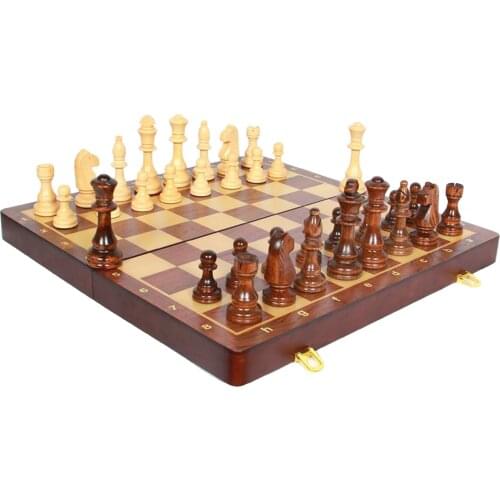 Wooden Chess Set, 45 x 45 CM Portable Folding Chess Board, Game for Adults and Kids