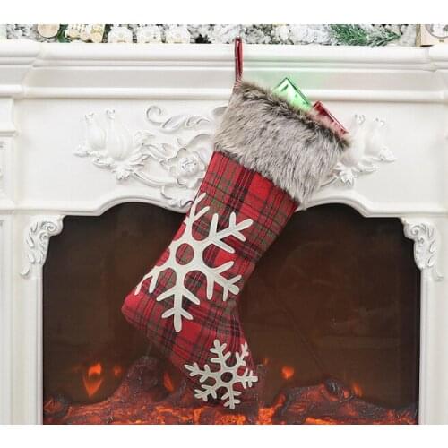 HOT New Year Christmas Decoration Stockings Santa Claus Sock Gift Kids Candy Bag Chirstmas Xmas Tree Hanging Ornament