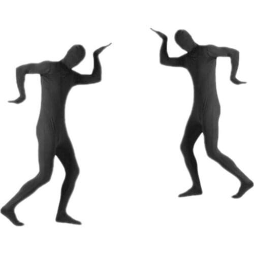 Mens Women Unisex Full Body Tights Suit Spandex Stretchy Black Cosplay Costume Disappearing Man Bodysuit for Halloween Party