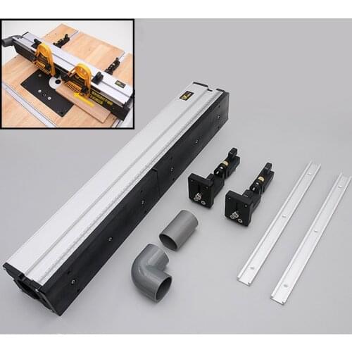 New Heavy Duty Router Fence + 2pcs T-tracks + Bracket to fix Featherboards, Updated with Dust Port Connection Woodworking Tool