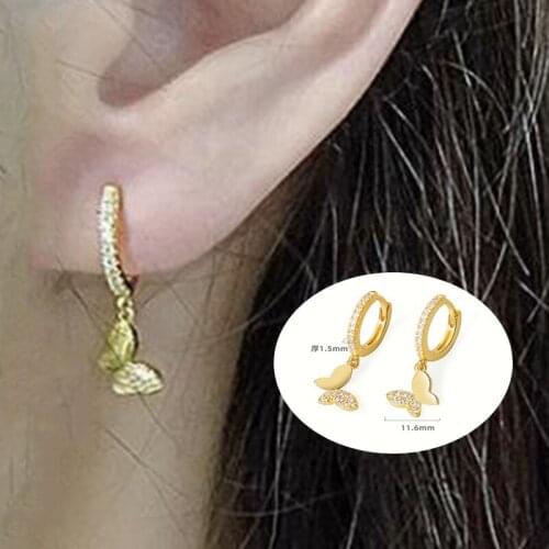 New Luxury Butterfly Drop Earrings Silver Color Fashion Hanging Women Hoop Earrings Wedding Dancing Daily Wear Jewelry Girl GIft