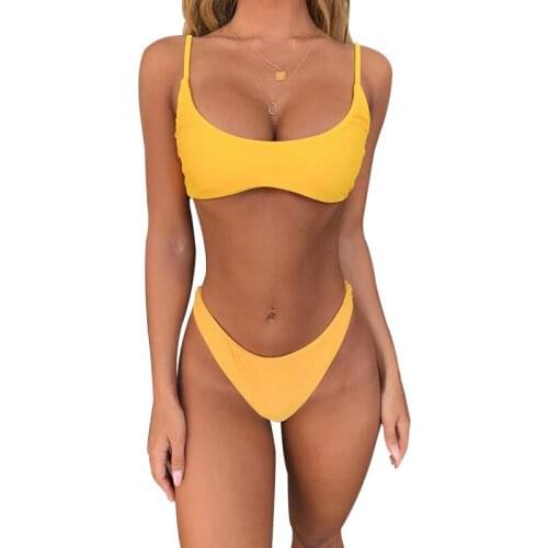 New Solid Sexy Bikini Set Women Swimming Suit 2020 Fashion Swimsuit Two-Piece Swimwear Bathing Suit Female Biquini Sets