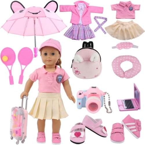 Doll Clothes Dsiney Elsa Dress Kitty Pajamas Uniform Shoes Fit 18 Inch American of Girl&43 CM Reborn Baby New Born Doll Girl Toy