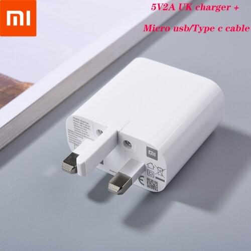 Original XIAOMI Charger 5V 2A White Power Adapter Data Sync Cable For Redmi 4 4A 4X 5 3 3s Note 3 4 4X 5 6 Plus 7 7A Mi A2 A3 6X