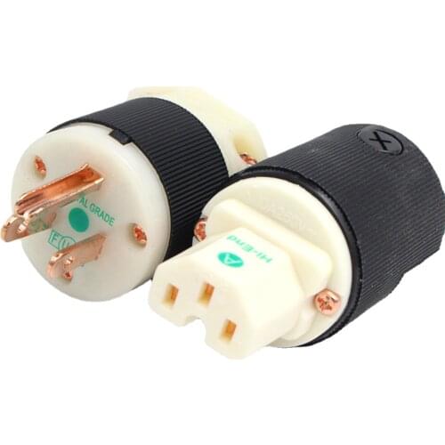 Pair Hubbell HBL8215G pure copper plated gold plated US version hifi power plug IEC Connecter