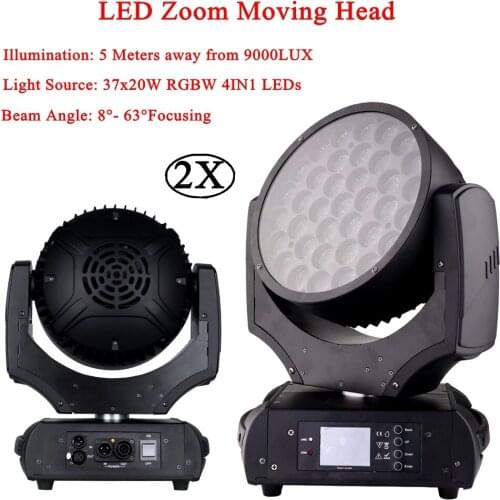 2Pcs/Lot Top Quality 37x20W RGBW 4in1 LED Zoom Moving Head Wash Light Projector Perfect For Stage DJ Disco Party And Nightclub