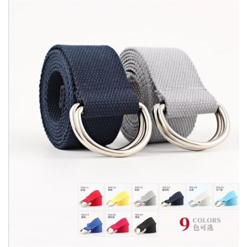 2018 New Striped Unisex Harajuku Waist Belt for Men Women Nylon Canvas Belts Waistband Ceinture Double D Ring Rainbow Belt kemer