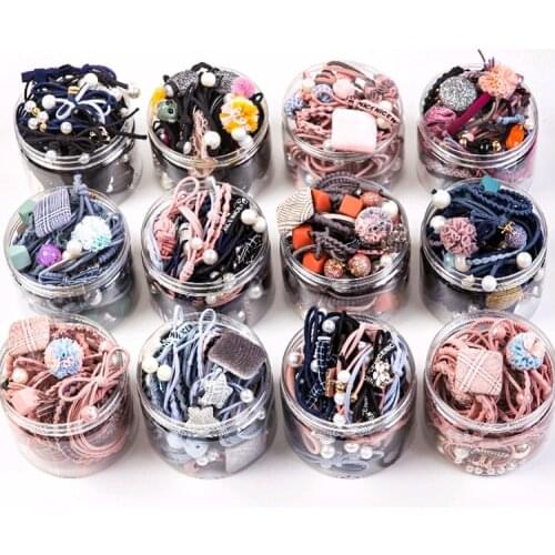 8/9/12/16/25PCS Pure and Fresh Sweet starry sky Series Maiden Elastic Hair Bands Ribbon Flowers Pentagram Rabbit ears Hair Clips