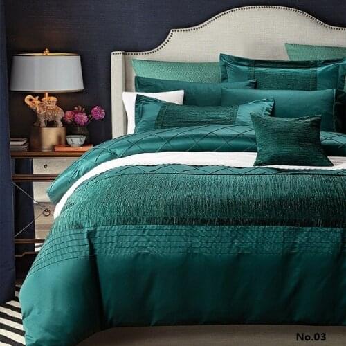 Luxury designer bedding set quilt duvet cover blue green bedspreads cotton silk sheets bed linen full queen king size double