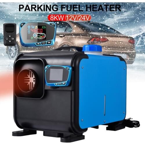 12V/24V 8KW All In One Universal Diesel Fuel Air Parking Heater Single Hole LCD Monitor Switch Controller Truck Auto Van Heater