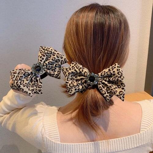 Korean Leopard Hairpin Big Bow Headband Hair Accessories Autumn Winter Hair Rope Wild Temperament Simple Style Headwear
