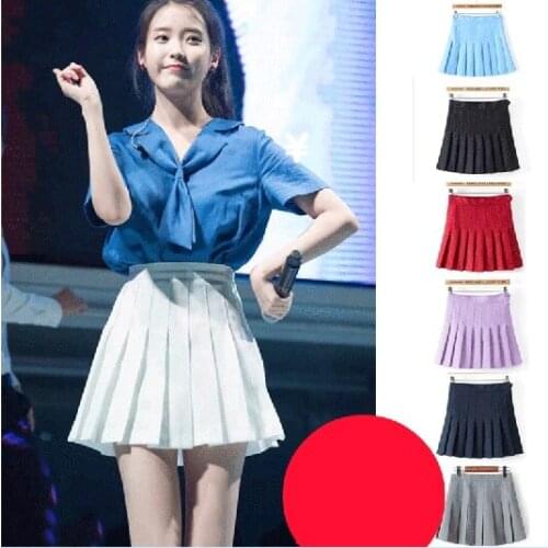2017 spring and summer thin white pleated skirt waist wind all-match college students skirt DQ245