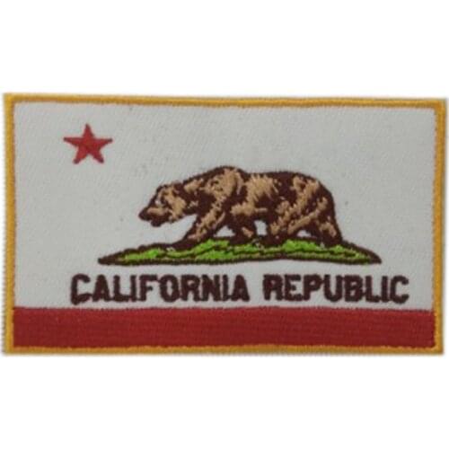 Vogue California Flag embroidery patch for red patch/star and texts/The bear Clothing decoration