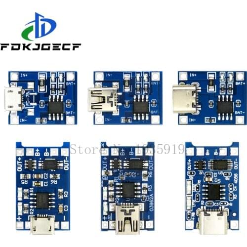 100pcs Mini Micro Type-c USB 5V 1A 18650 TP4056 Lithium Battery Charger Module Charging Board With Protection Dual Functions