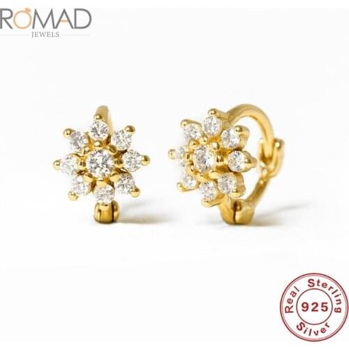 ROMAD Women INS Wind Snowflake Diamond Hoop Earrings S925 Sterling Silver Cartilage Earrings Gold Fashion Jewelry Brincos