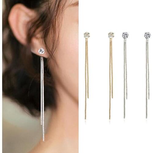 Dangle Hanging Rhinestone Long Drop Earrings Ear Line For Women Simple Snake Chain Tassel Jewelry Brinco Bijoux