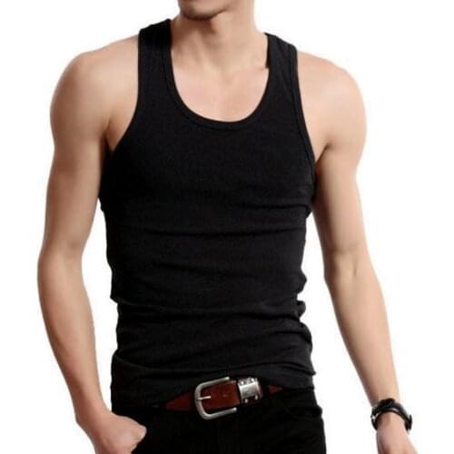 2pcs/lot Cotton Mens Underwear Sleeveless Tank Top Solid Jogging Vest Undershirts O-neck Gym Clothing T-shirt Mens Vest MY416